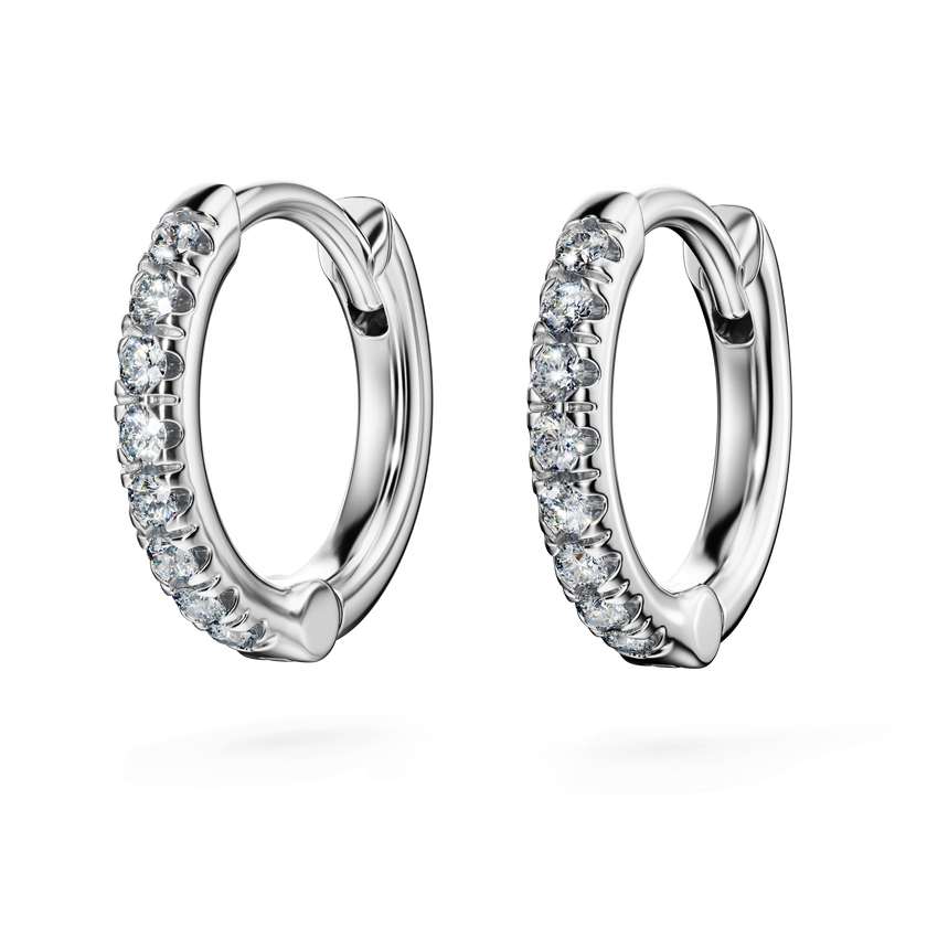 swarovski أقراط حلقية eternity، أحجار ألماس مُصنعة في المختبر بإجمالي 0 1 قيراط، ذهب أبيض عيار 18
