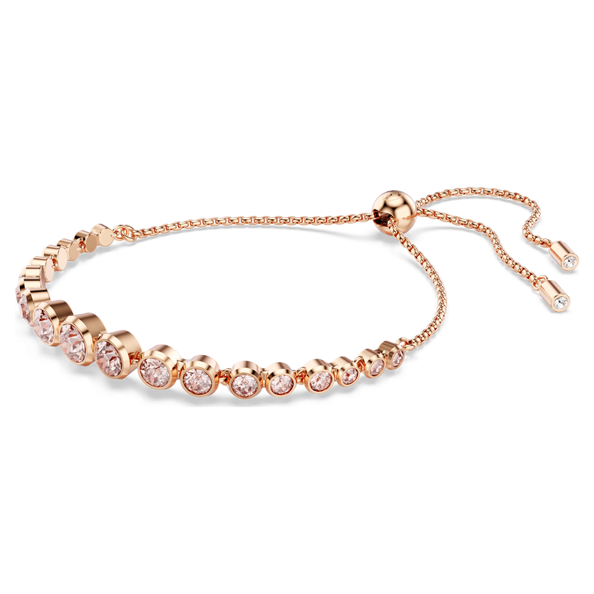 swarovski سوار imber tennis، قطع مستدير متنوع، لون وردي، طلاء باللون الذهبي الوردي