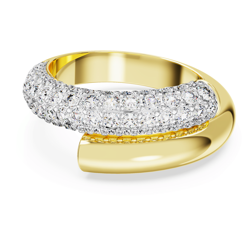 swarovski خاتم كوكتيل dextera، لون أبيض، طلاء بلون ذهبي