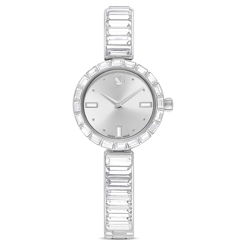 swarovski ساعة matrix bangle، صناعة سويسرية، سوار كريستال، لون أبيض، ستانلس ستيل