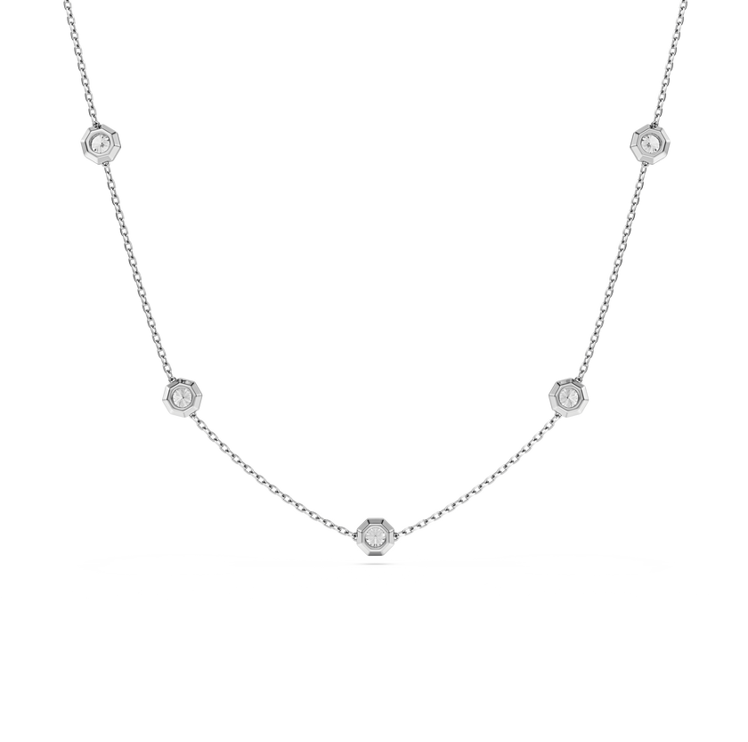 swarovski عقد octagon، ألماس مُصنع في المختبر إجمالي 0 7 قيراط، شكل دائري، فضة استرليني