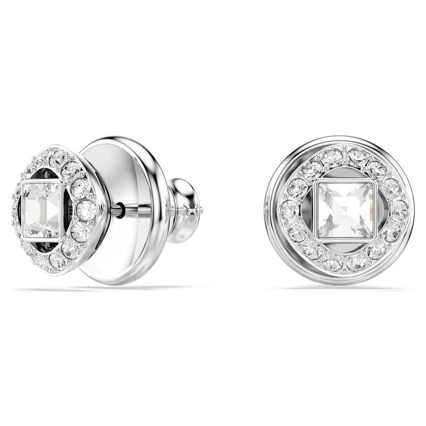 swarovski أقراط دبوسية una angelic، قطع مستدير، لون أبيض، طلاء روديوم