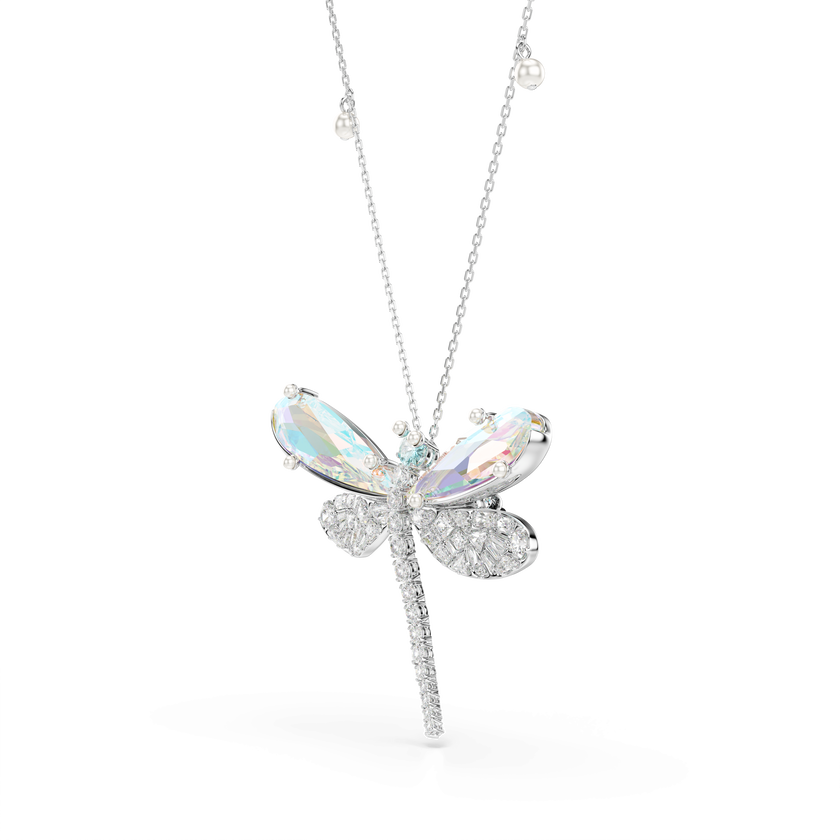 قلادة وبروش ariana grande x swarovski، قطع متنوع، شكل يعسوب، لون أخضر، طلاء روديوم