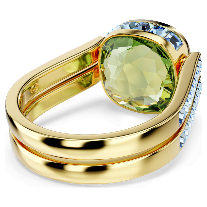 swarovski خاتم chroma، قطع على شكل وسادة، ألوان متعددة، طلاء باللون الذهبي