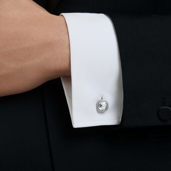 swarovski أزرار أكمام una angelic، قطع الوسادة، لون أبيض، طلاء روتينيوم