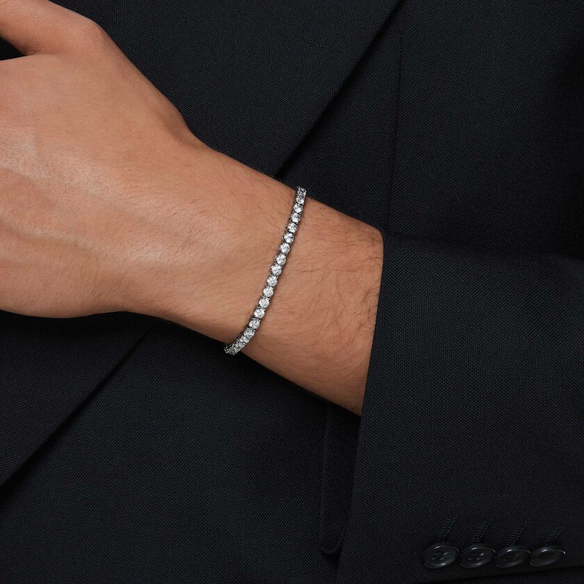 swarovski سوار matrix tennis، قطع مُستدير، لون رمادي، طلاء روثينيوم