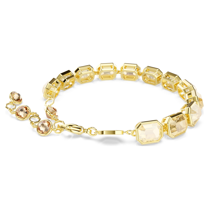 swarovski عقد millenia tennis، قطع مثمن، لون كراميل، طلاء باللون الذهبي