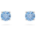 swarovski stilla attract stud earrings round cut blue rhodium plated