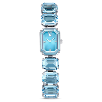 swarovski ساعة، سوار قطع مُثَمَّن، لون أزرق، ستانلس ستيل
