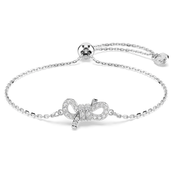 swarovski سوار lifelong، ترصيع بافيه، شكل أنشوطة، لون أبيض، طلاء روديوم