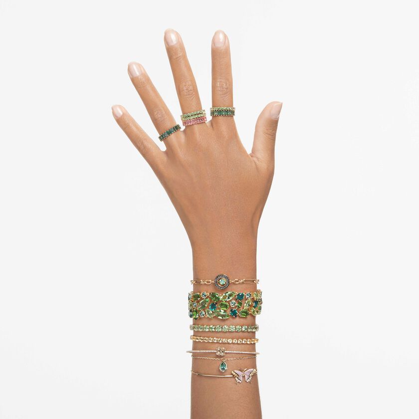 swarovski خاتم matrix، قطع باغيت، لون وردي، طلاء بلون ذهبي وردي