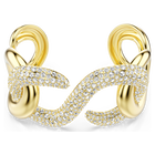 swarovski سوار عريضة dextera، قطع مستدير، لون أبيض، طلاء باللون الذهبي