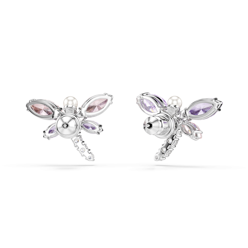 أقراط دبوسية ariana grande x swarovski، قطع متنوع، شكل يعسوب، ألوان متعددة، طلاء روديوم