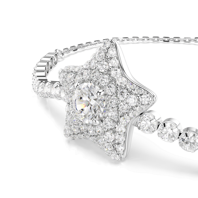 swarovski سوار sublima، قطع مُستدير، شكل نجمة، لون أبيض، طلاء روديوم