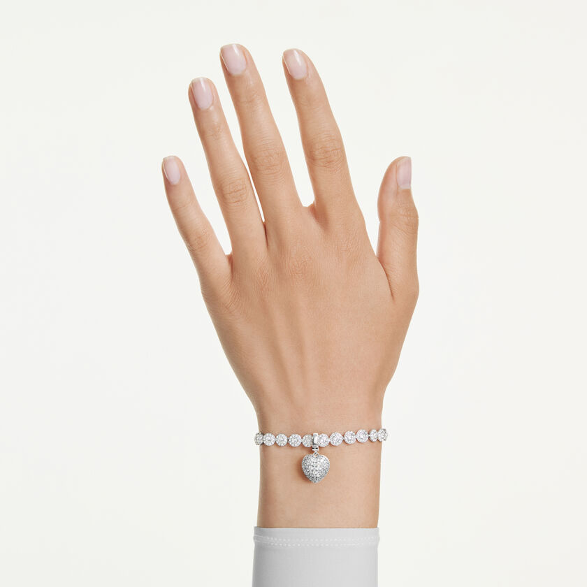swarovski حلية idyllia، قطع متنوع، طلاء بلون اللؤلؤ، شكل قلب، لون أبيض، طلاء روديوم