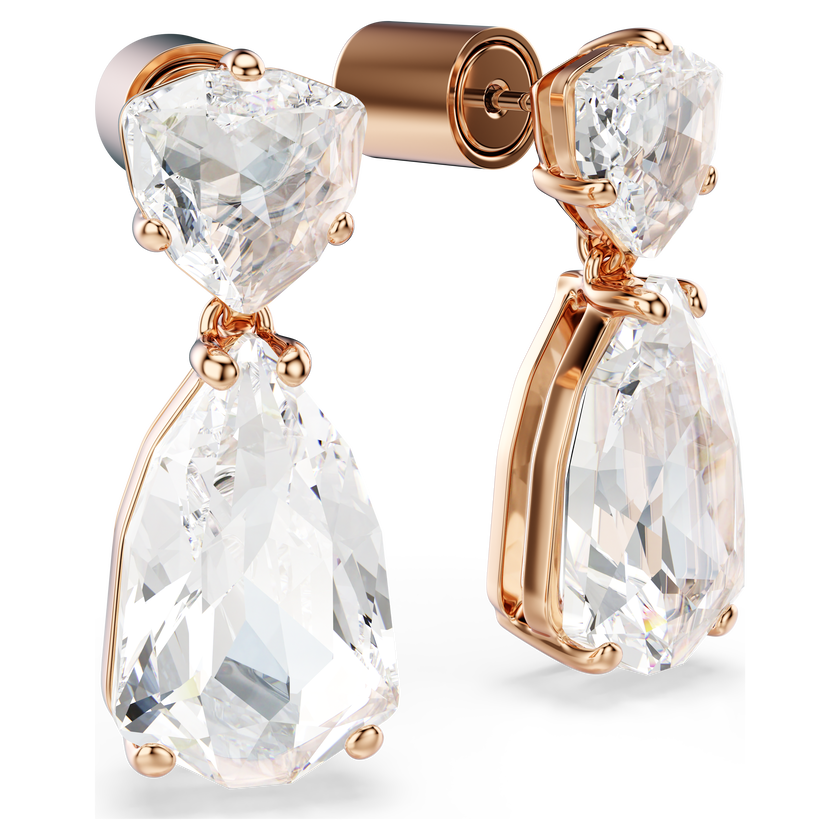 swarovski أقراط متدلية mesmera، شكل كمثرى، لون أبيض، طلاء باللون الذهبي الوردي