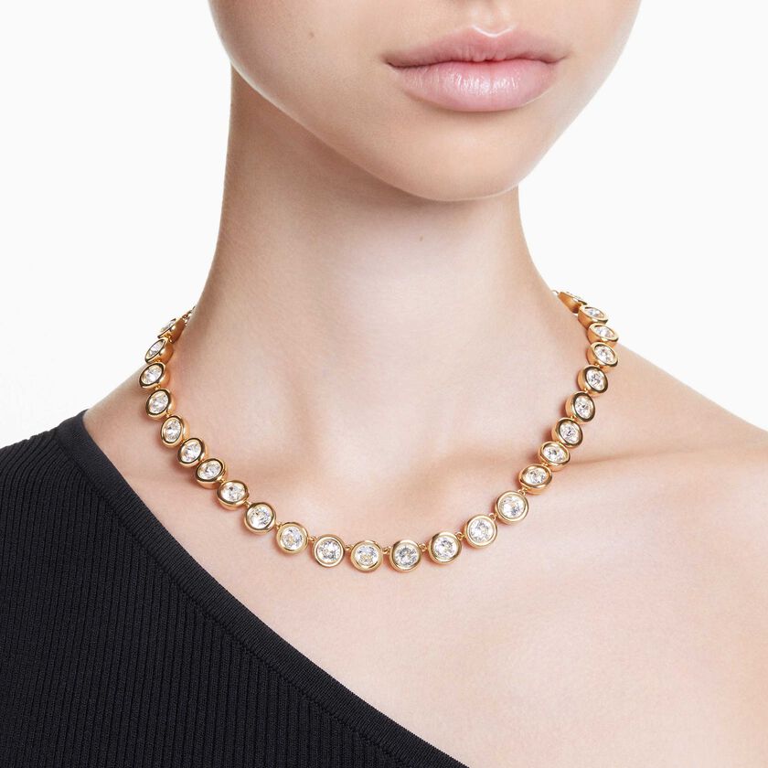 swarovski عقد imber، قطع مُستدير، لون أبيض، طلاء بلون ذهبي