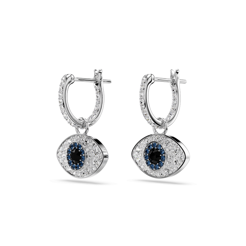 swarovski symbolica drop earrings  evil eye  blue  rhodium plated