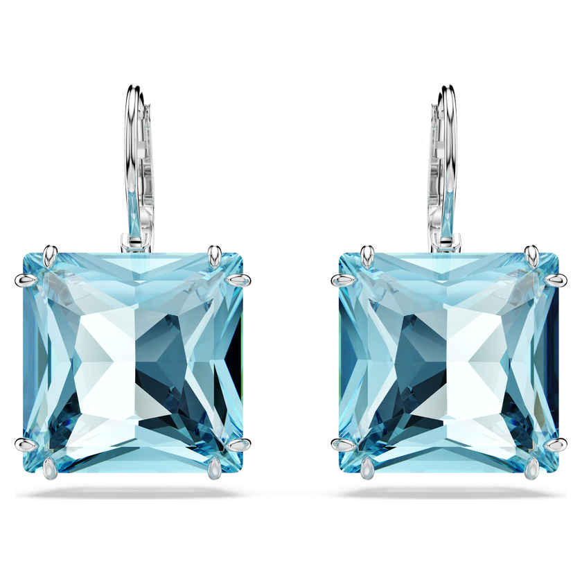 swarovski أقراط millenia، مزدانة بكريستالات مربعة، لون أزرق، طلاء روديوم