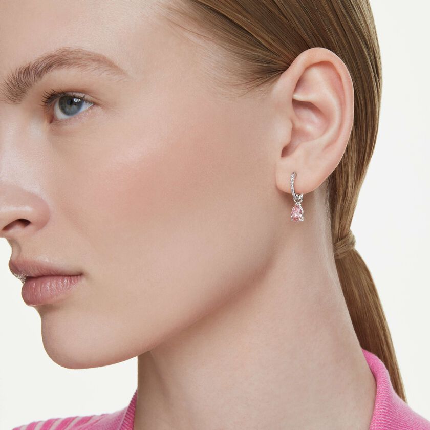 swarovski أقراط متدلية attract، قطع كمثري، لون وردي، طلاء روديوم