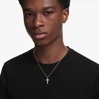 swarovski قلادة insigne، شكل صليب، لون أبيض، طلاء باللون الذهبي الوردي