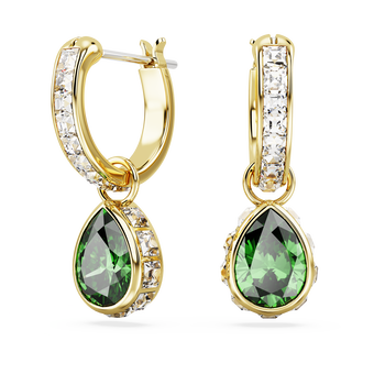 swarovski أقراط متدلية chroma، على شكل كمثرى، لون أخضر، طلاء بلون ذهبي