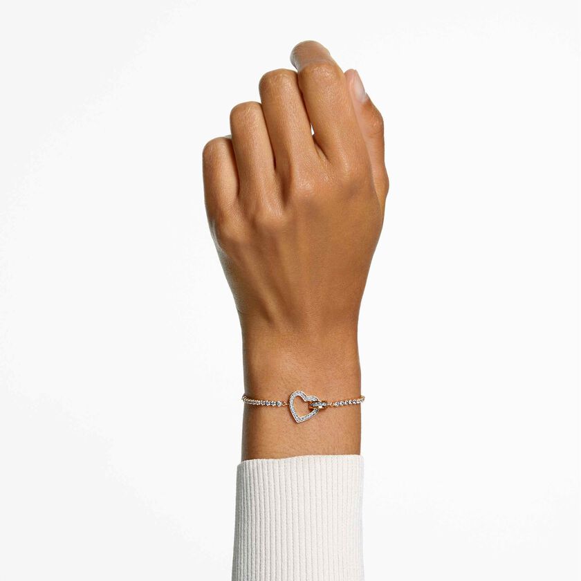 swarovski سوار lovely، على شكل قلب، لون أبيض، طلاء ذهبي