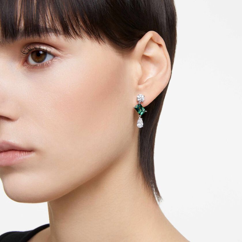 swarovski أقراط متدلية mesmera، قطع متنوع، لون أخضر، طلاء روديوم