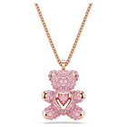 swarovski قلادة teddy، لون وردي، طلاء ذهبي وردي