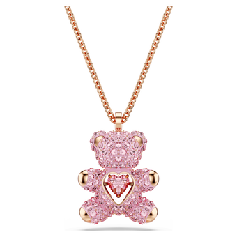 swarovski قلادة teddy، لون وردي، طلاء ذهبي وردي