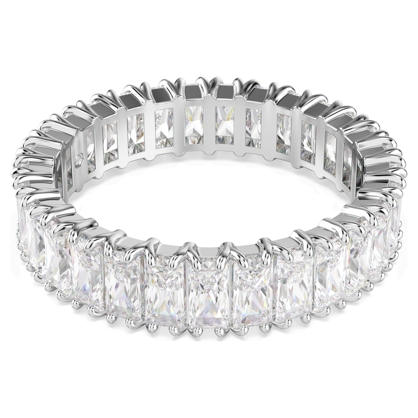 swarovski خاتم matrix، قطع باغيت، لون أبيض، لمسة نهائية باللون الفضي