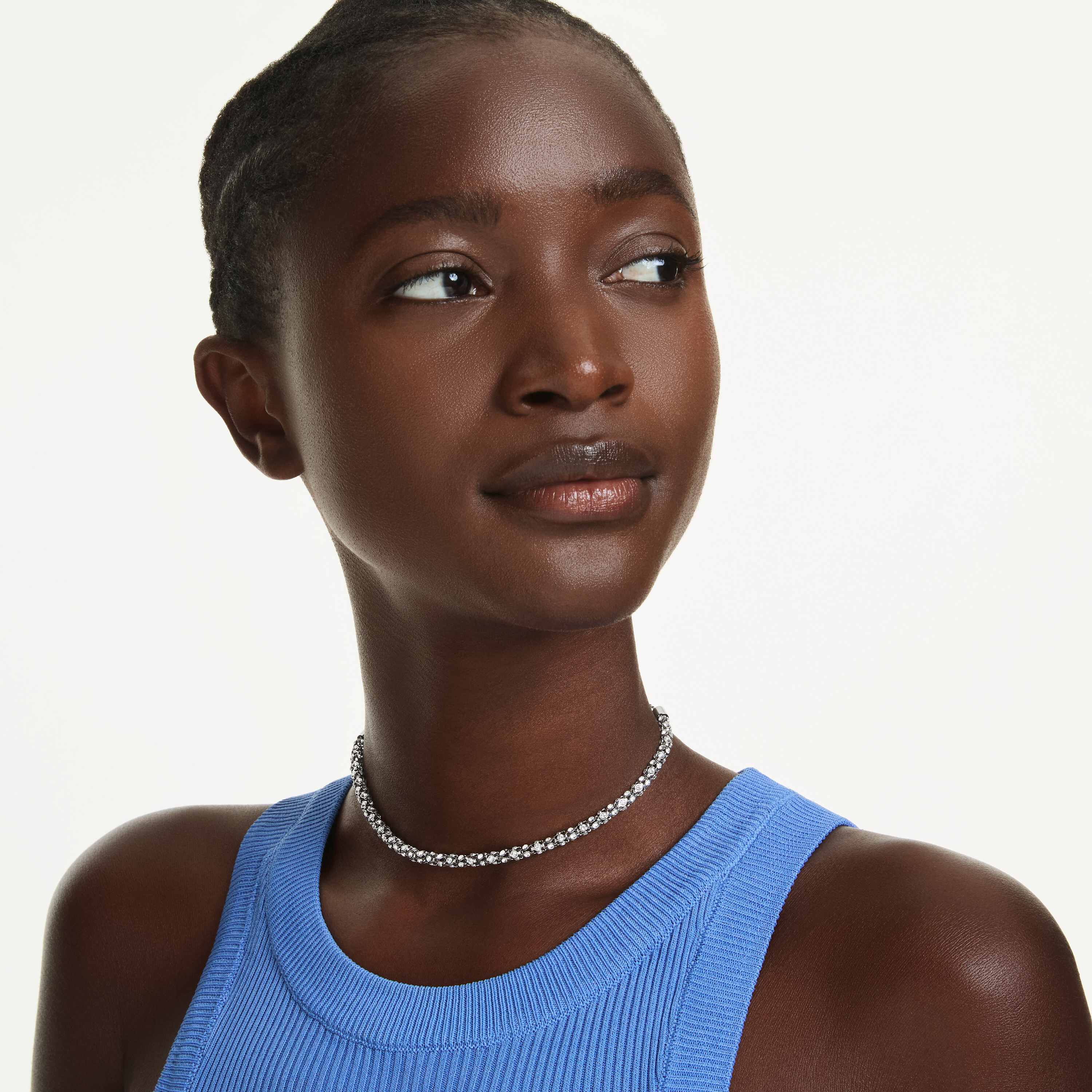 swarovski dextera necklace  round cut  white  stainless steel