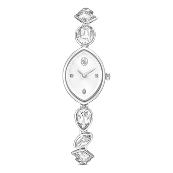 swarovski ساعة gema، سوار كريستال، لون فضي، ستانلس ستيل