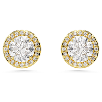 swarovski أقراط دبوسية una، قطع مُستدير، لون ذهبي، لمسة نهائية من الذهب عيار 18 قيراط
