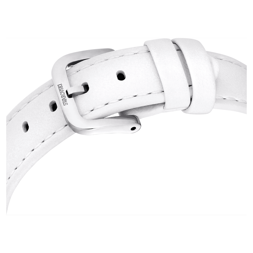 swarovski ساعة يد crystalline lustre، صناعة سويسرية، سوار جلد، لون أبيض، ستانلس ستيل