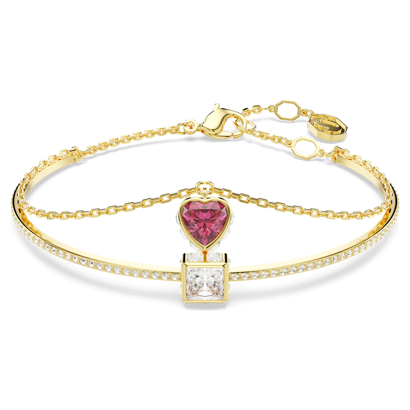 swarovski سوار chroma، شكل قلب، لون أحمر، طلاء باللون ذهبي