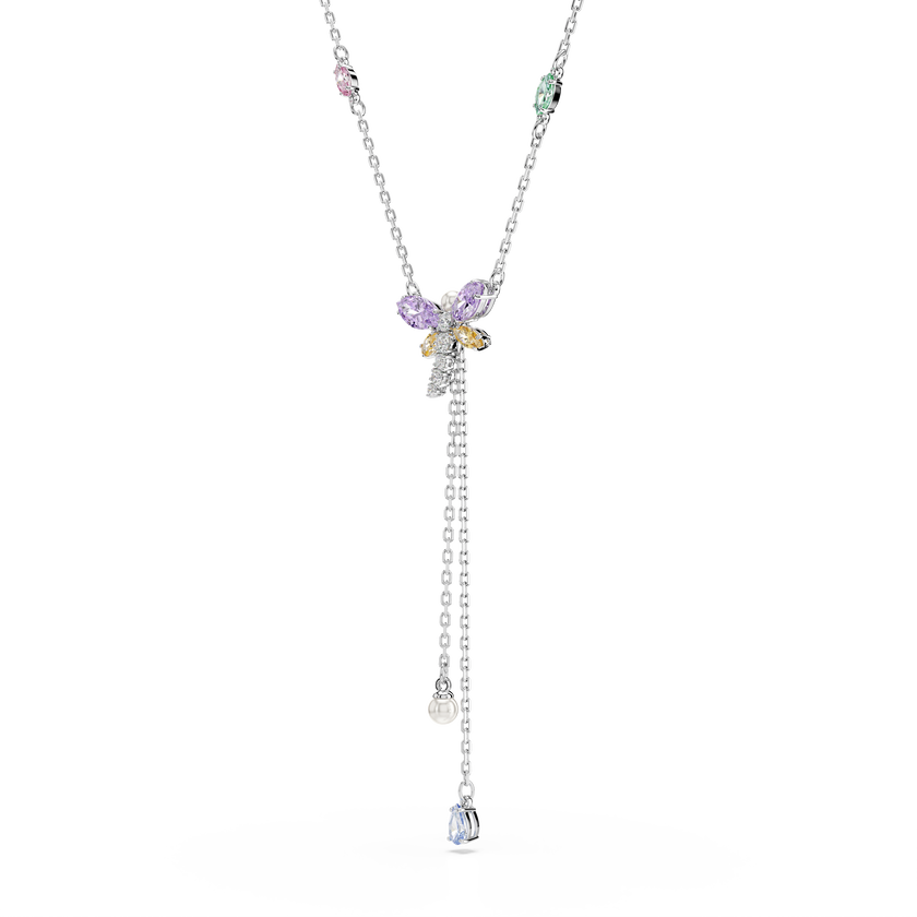 عقد ariana grande x swarovski على شكل حرف y، قطع متنوع، شكل يعسوب، ألوان متعددة، طلاء روديوم