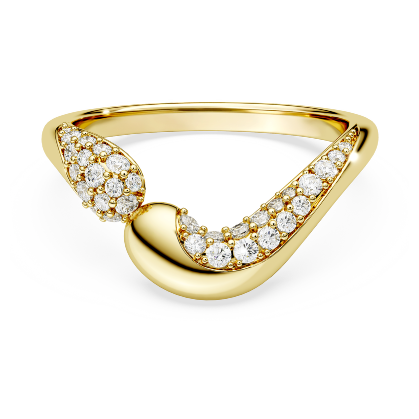 swarovski خاتم مفتوح classica، قطع مستدير، لون أبيض، فضة استرليني، لمسة نهائية من الذهب عيار 18 قيراط