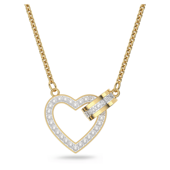 swarovski عقد lovely، شكل قلب، لون أبيض، لمسة نهائية من الذهب عيار 18 قيراط