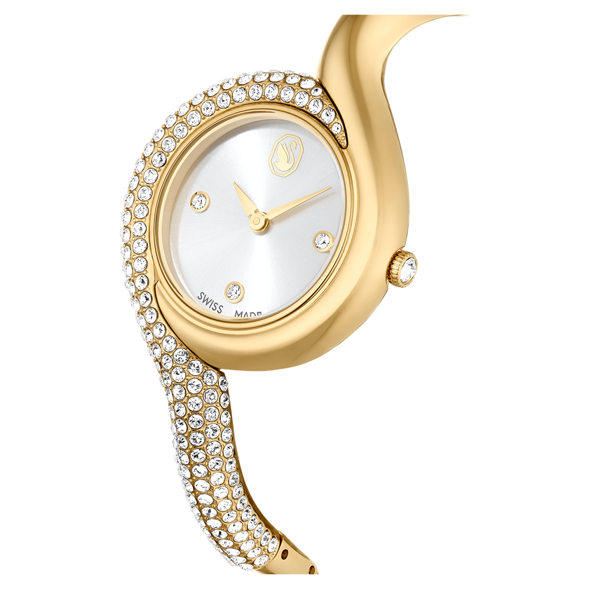 swarovski ساعة يد غير متماثلة dextera، صناعة سويسرية، سوار معدني، لون ذهبي، لمسة نهائية باللون الذهبي