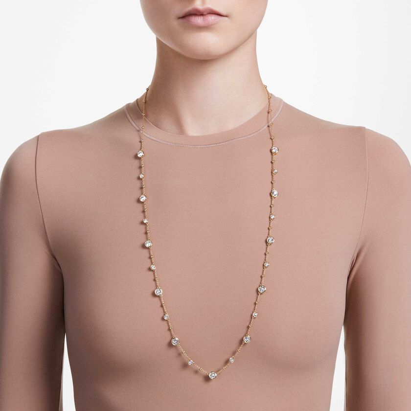 swarovski سلسلة imber، قطع مُستدير، لون أبيض، طلاء بلون ذهبي