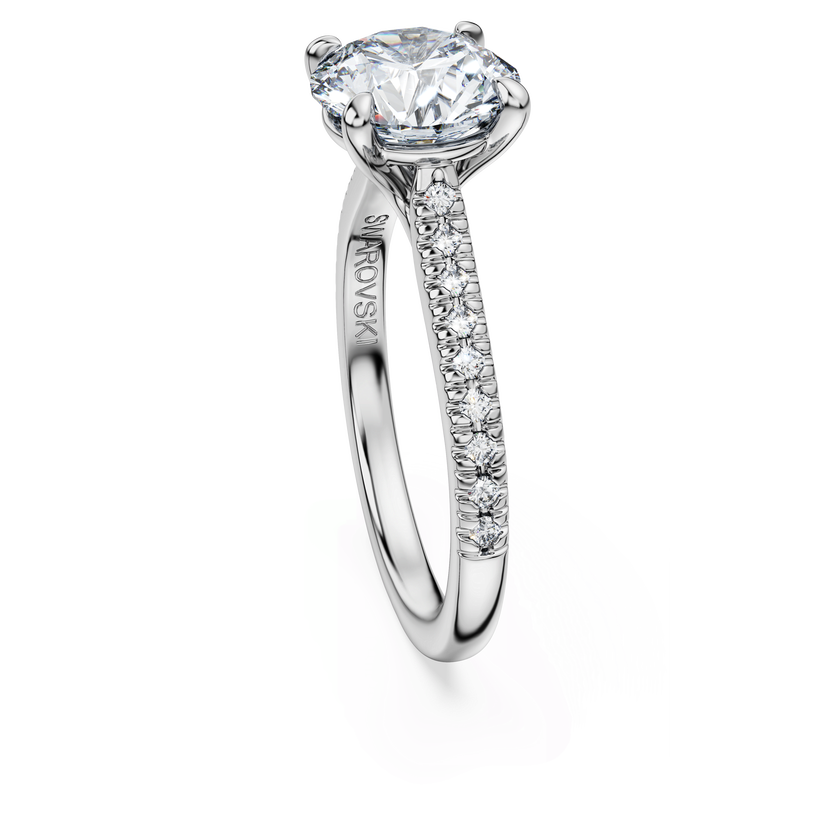 swarovski خاتم سوليتير eternity، ألماس مُصنع في المختبر بإجمالي 2 2 قيراط، شكل دائري، ذهب أبيض عيار 18