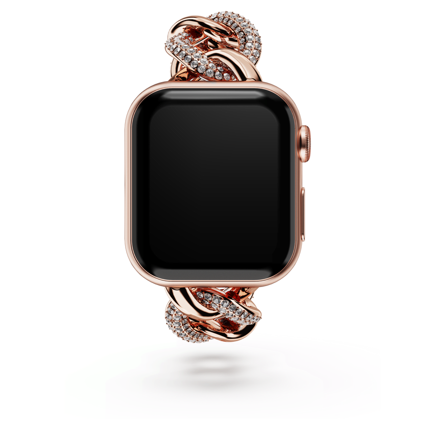 swarovski حزام سلسلة، متوافق مع ساعة apple   مقاس 40 مم و41 مم، لون ذهبي وردي، لمسة نهائية بلون ذهبي وردي
