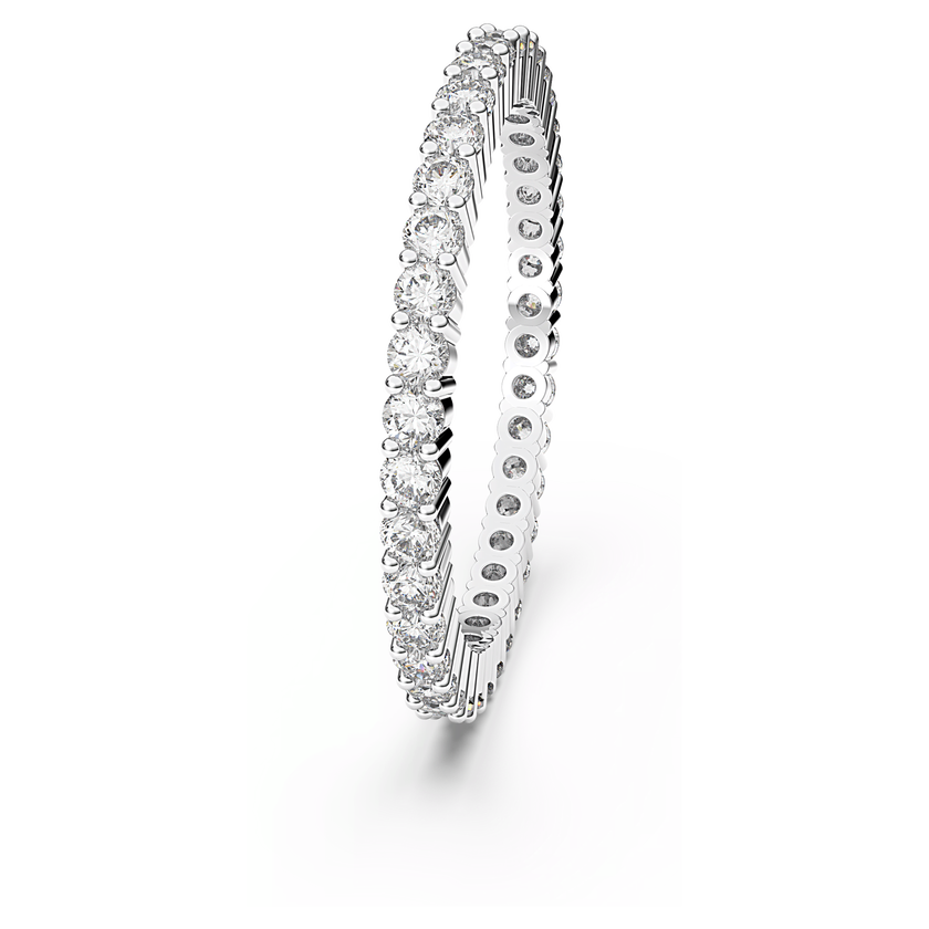 swarovski خاتم matrix vittore، قطع مستدير، لون أبيض، لمسة نهائية بلون فضي