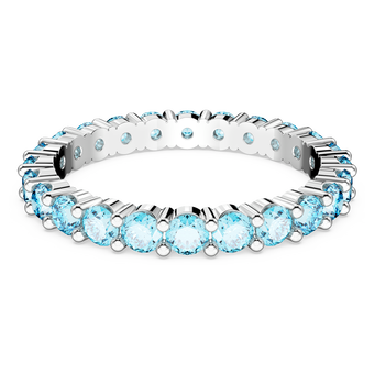 swarovski خاتم matrix، قطع مستدير، لون أزرق، طلاء روديوم