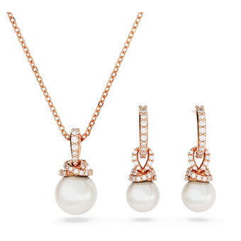 swarovski طقم originally، لون أبيض، طلاء بلون ذهبي وردي