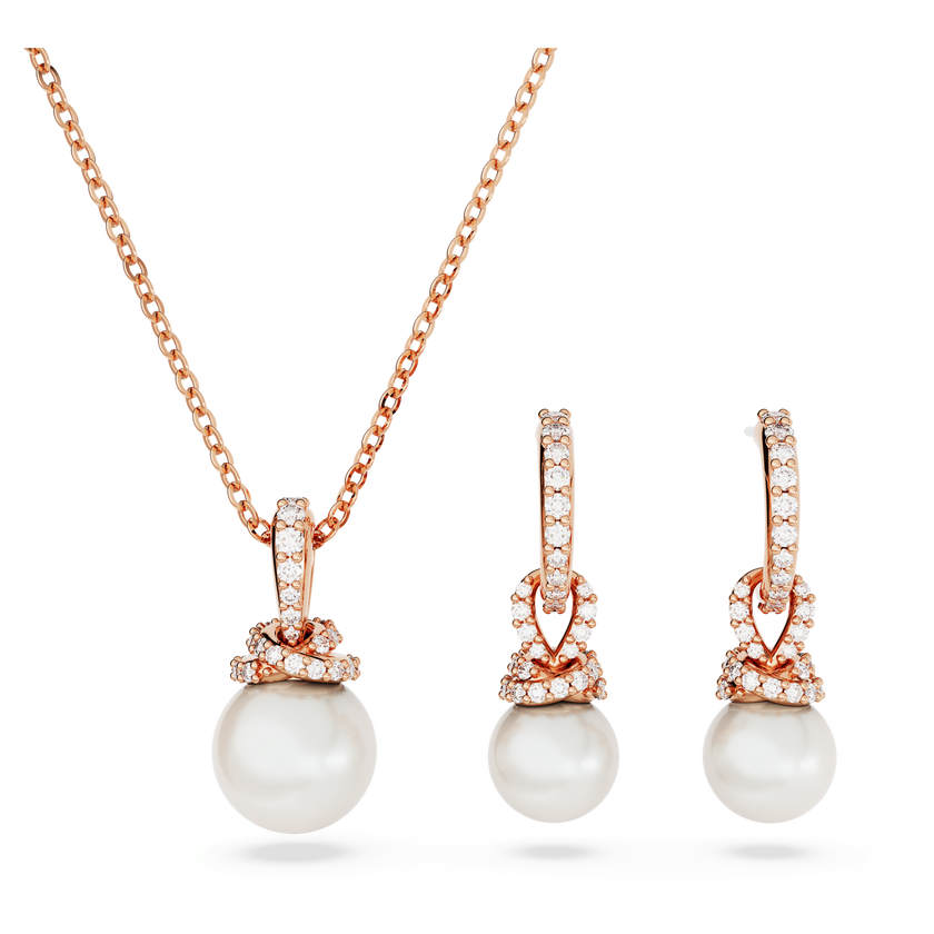 swarovski طقم originally، لون أبيض، طلاء بلون ذهبي وردي