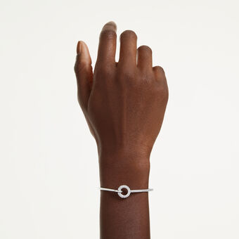 swarovski سوار dextera، قطع مستدير، لون أبيض، طلاء روديوم