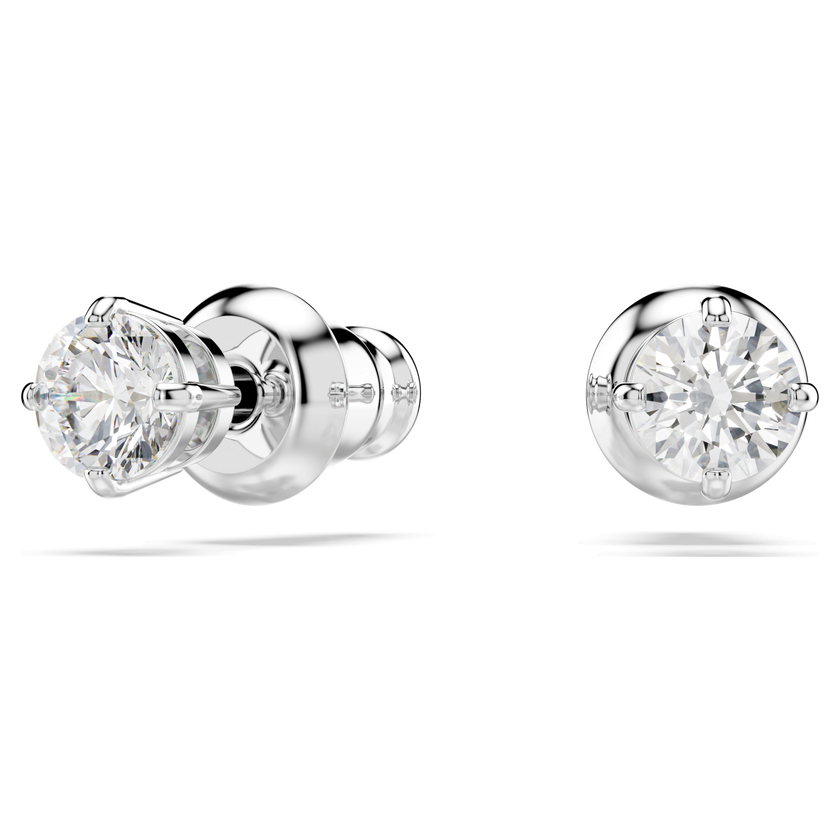 swarovski أقراط دبوسية stilla attract، قطع مستدير، لون أبيض، طلاء روديوم