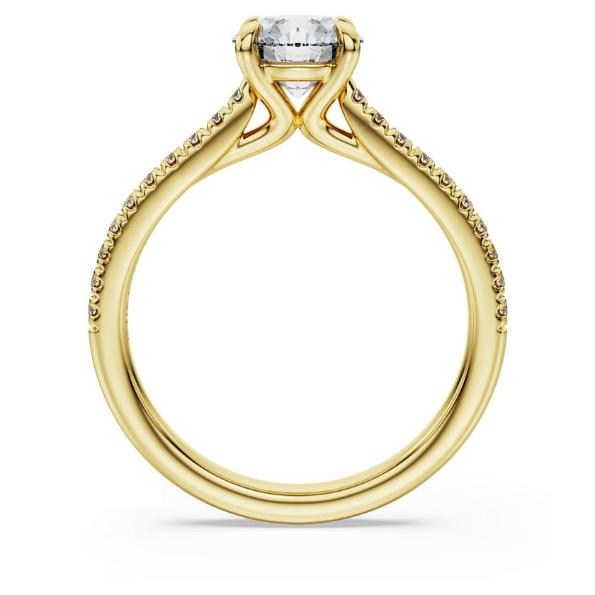swarovski خاتم سوليتير eternity، ألماس مُصنع في المختبر بإجمالي 1 2 قيراط، شكل دائري، ذهب أصفر عيار 18